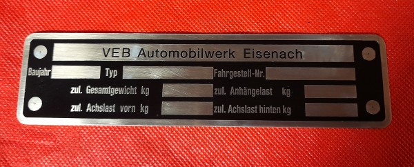 Typenschild Schild Emblem Wartburg 311 312 313 353